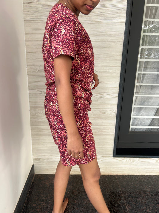 MAROON BLOSSOM (shorts Set)