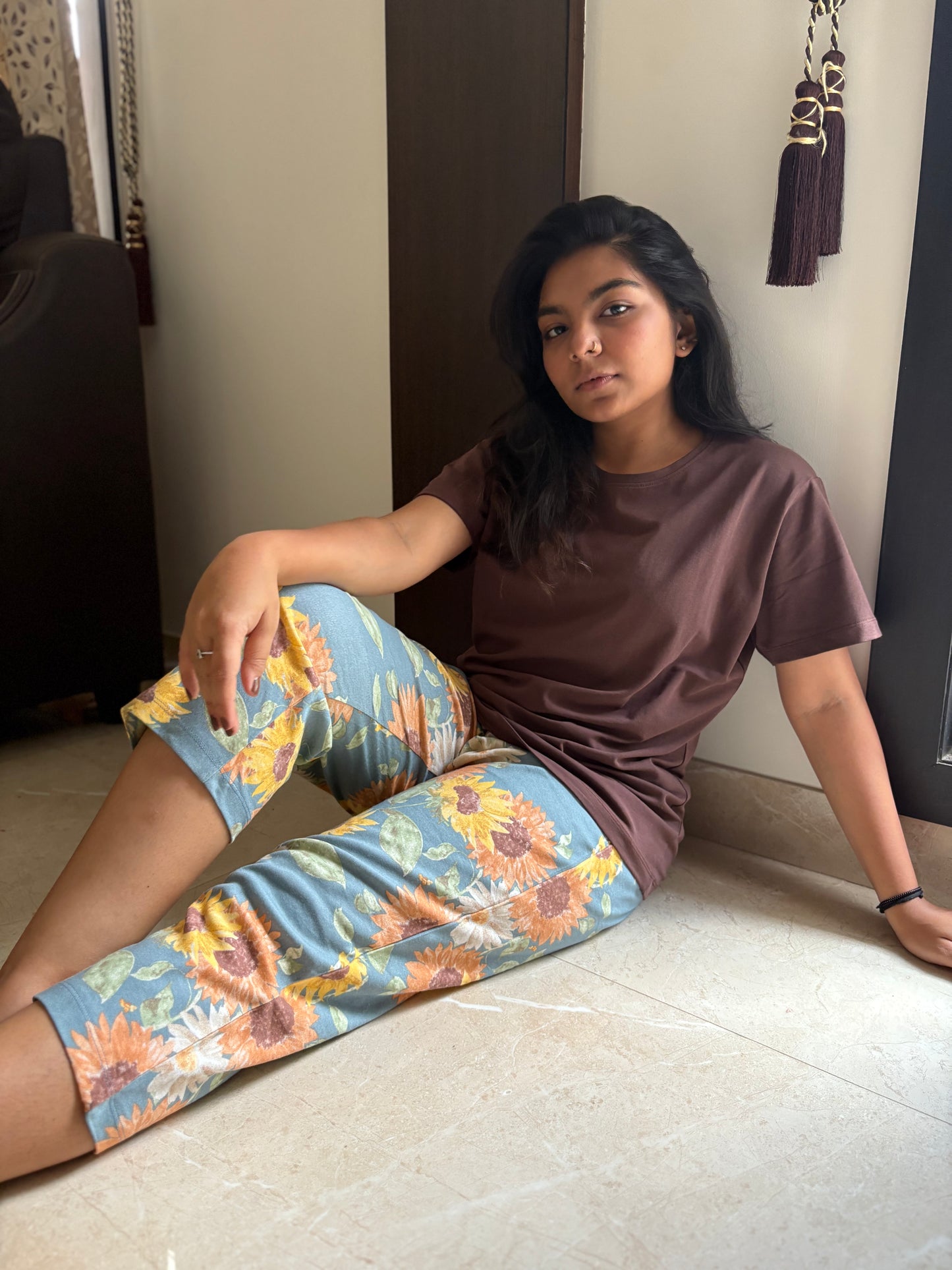 FLORAL VIBES(3/4 pant set)